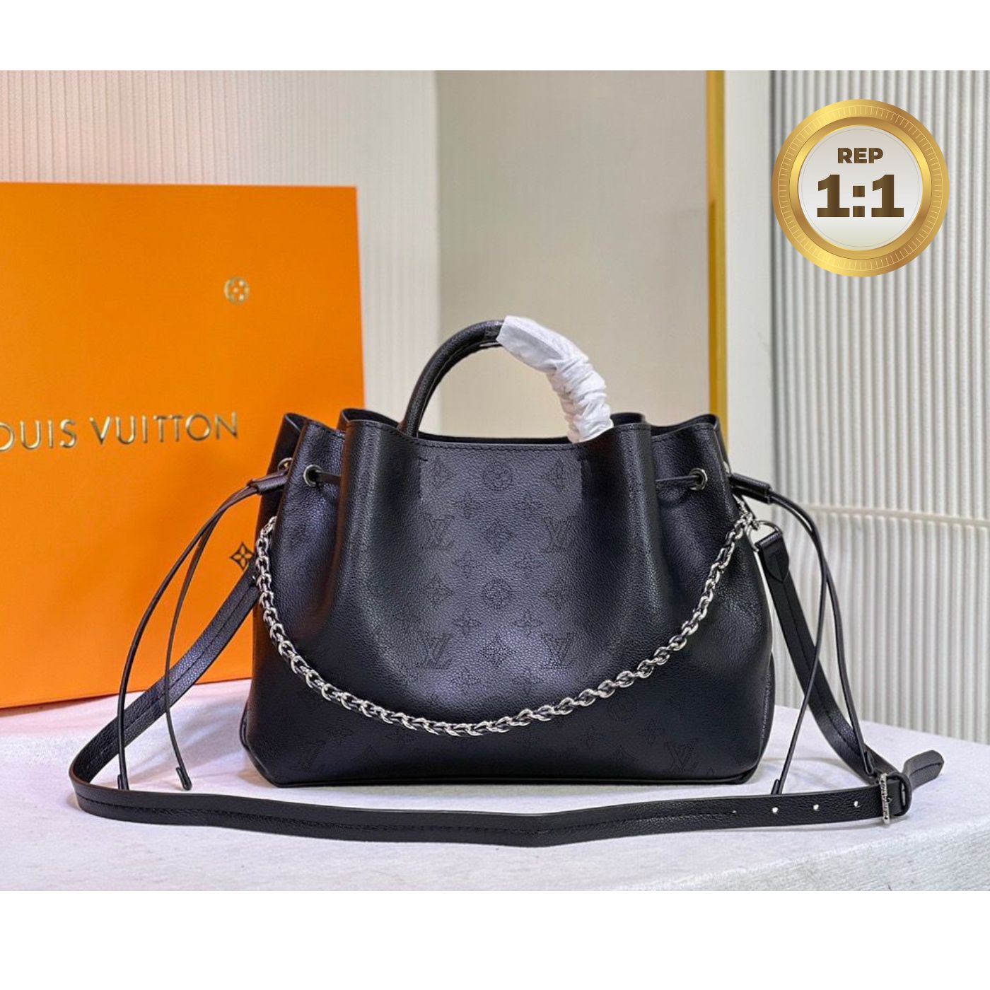 [REP 1:1] Louis Vuitton Bella Tote Mahina Black For Women 12.6in/32cm